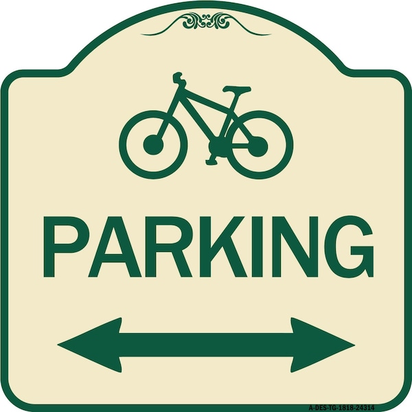 Signmission Bicycle Parking W/ Bidirectional Arrow Heavy-Gauge Aluminum Sign, 18" x 18", TG-1818-24314 A-DES-TG-1818-24314 - main